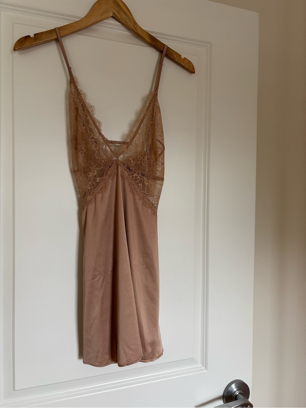 REVOLVE Lace-Trim Slip Dress in Nude
